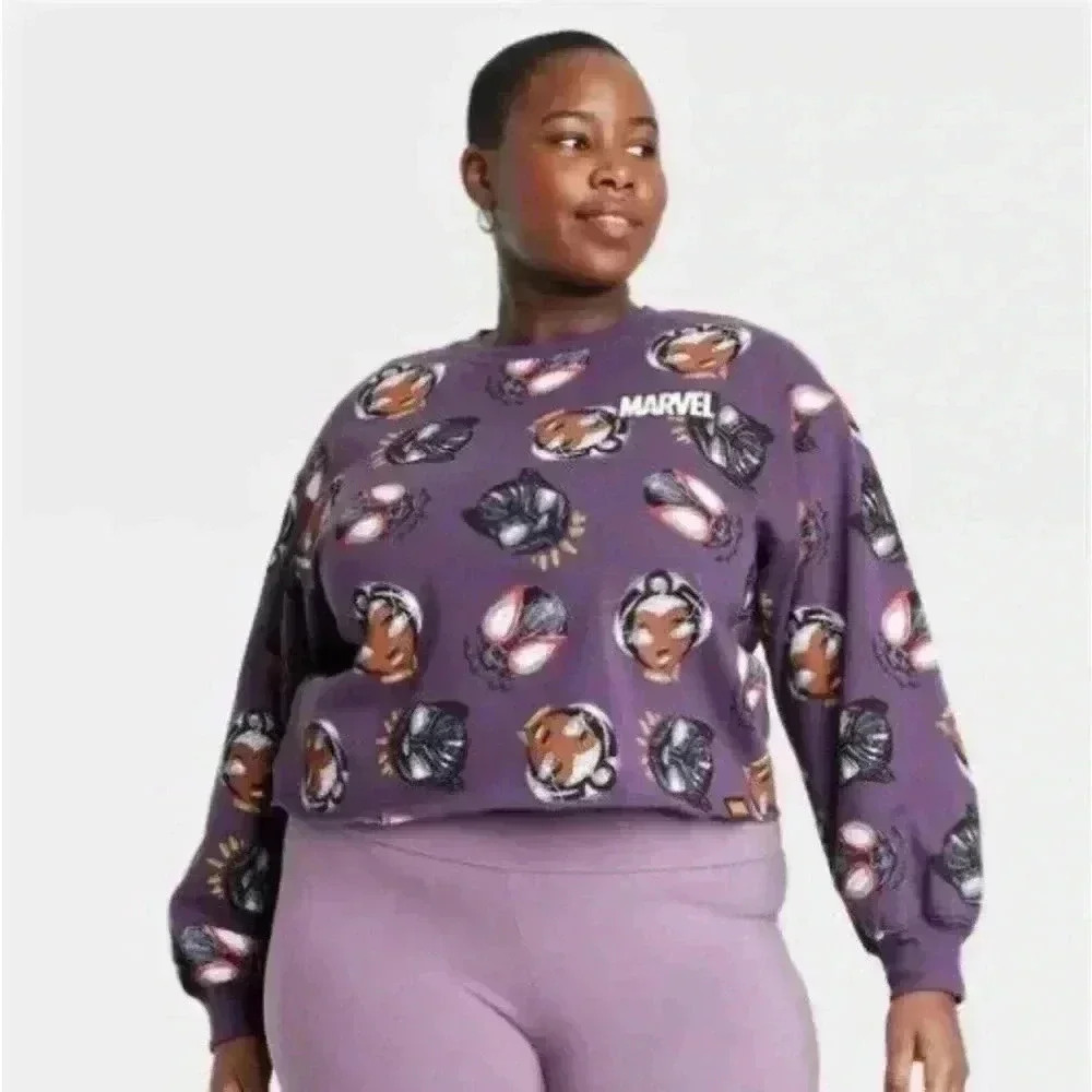 Marvel~Women's Black Panther x Nikkolas Smith Graphic Sweatshirt XL  Purple